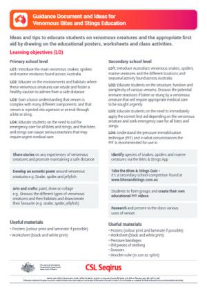 Bites and Stings Teacher Guide